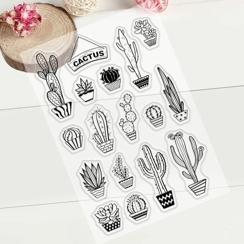 1pcs Cactus Clear Stamps Silicone Stamp Seal Card Making Decoration and DIY Scrapbooking 6.34 x 5.83 x 0.28 inches clear stamps clear rubber stamps