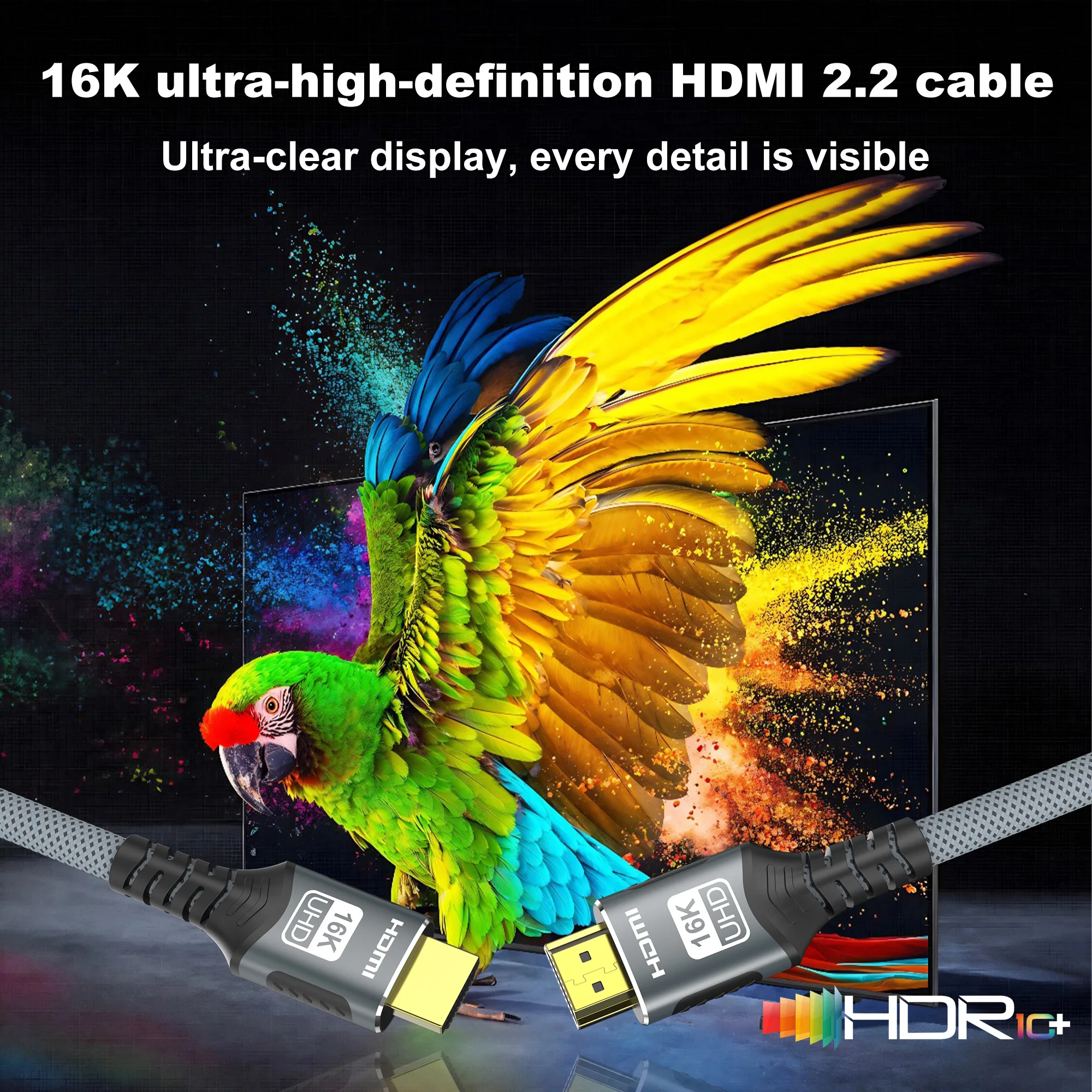 CAKOBLE HDMI 2.2 Kabel 2m - 96Gbps Ultra High Speed 16K@60Hz | Für PS5, Xbox, 4K TV