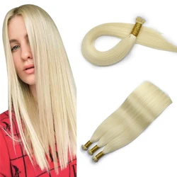 Braiding Hair Virgin Human Hair Cuticle Intact Prebonded Hair Nano Rings Real Human Hair Extensions Blonde Color #60