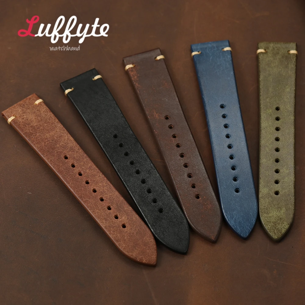 Vintage Frosted Cowhide Leather Watch Strap - High-Quality Accessory