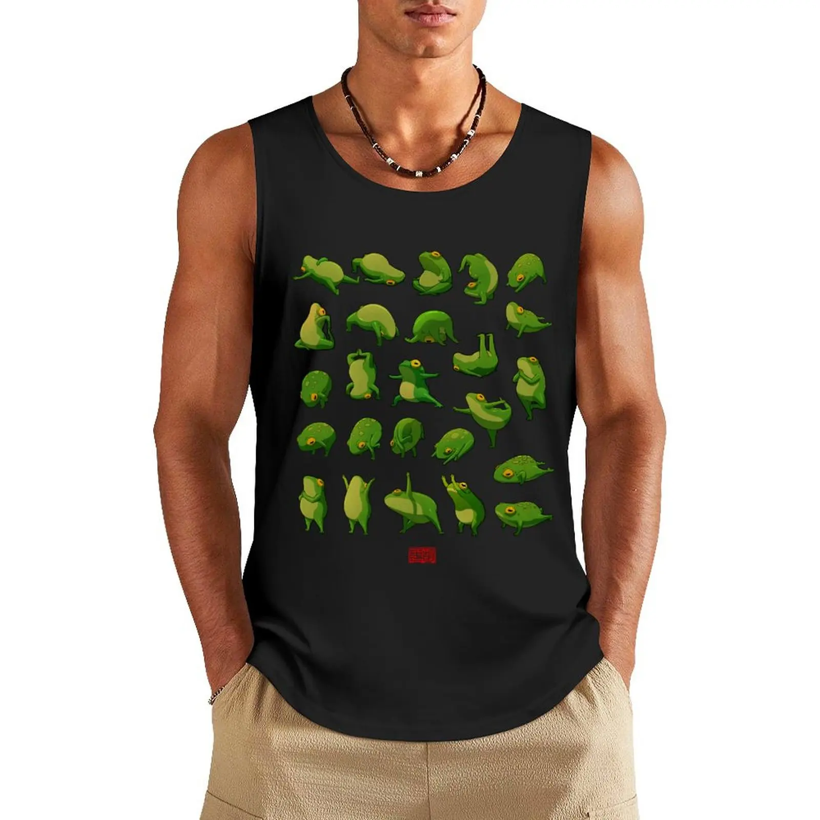

Yoga Frogs Poster No Text Tank Top men gym clothing Men's tops