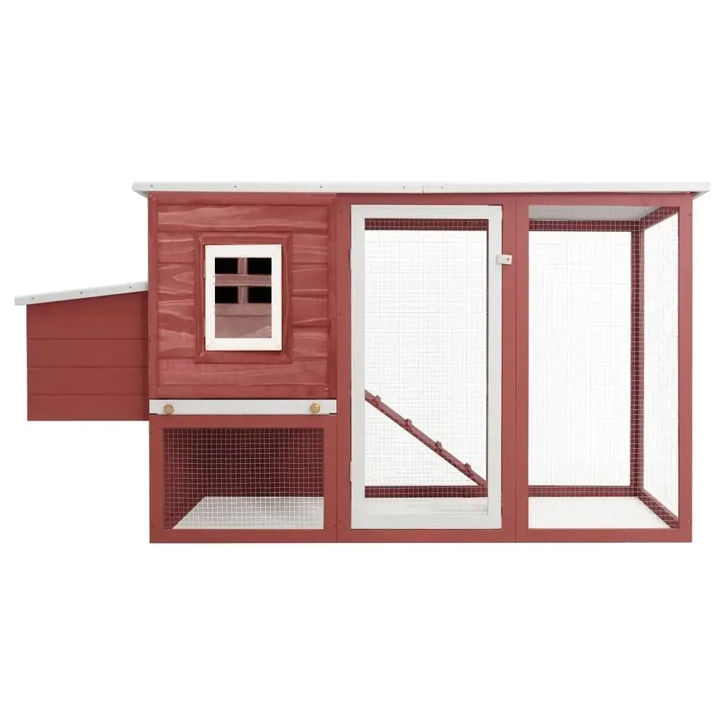 Red Wood Outdoor Chicken Coop Hen House with Integrated Egg Cage for Backyard Poultry