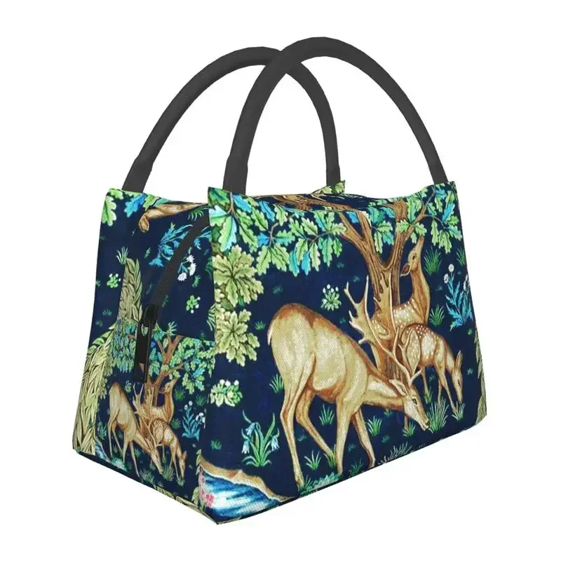 

Forest Animals William Morris Deer Insulated Lunch Bag for Work Office Leakproof Cooler Thermal Bento Box Women