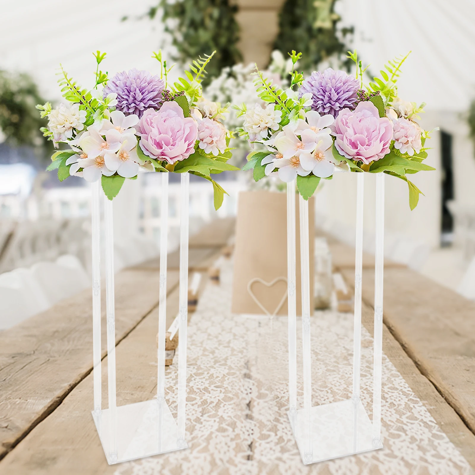 

2 Pieces Wedding Flower Stand Acrylic Wedding Geometric Flower Vase Column Stand for Wedding Party Table Centerpiece