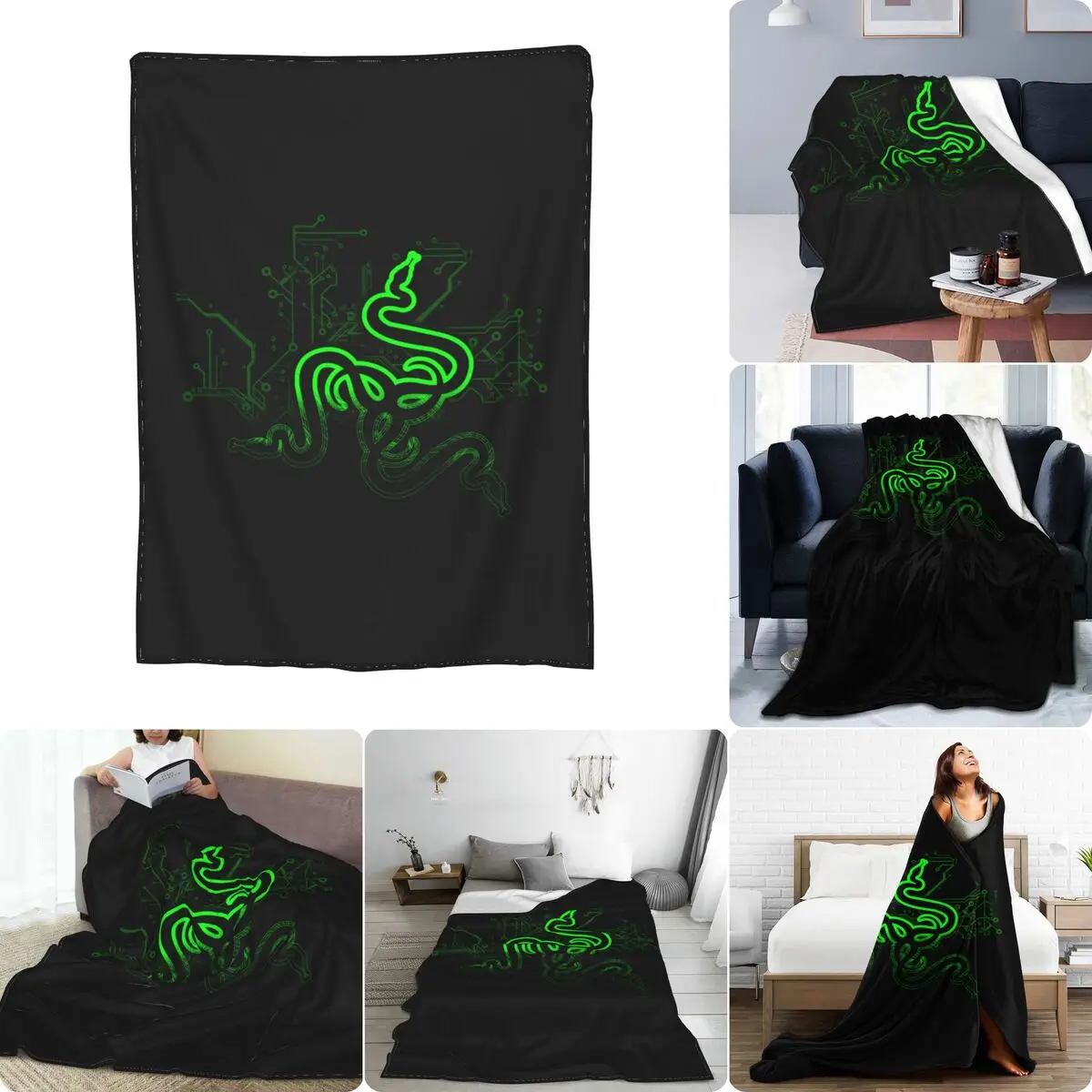 RazerLogoUltraSoftMicroFleeceBlanketSheetBeddingBreathable