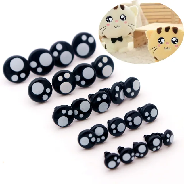 60 Occhi Di Sicurezza Per Animali All'Uncinetto | 12mm, Con Rondelle | Nero | Per Bambole, Peluche