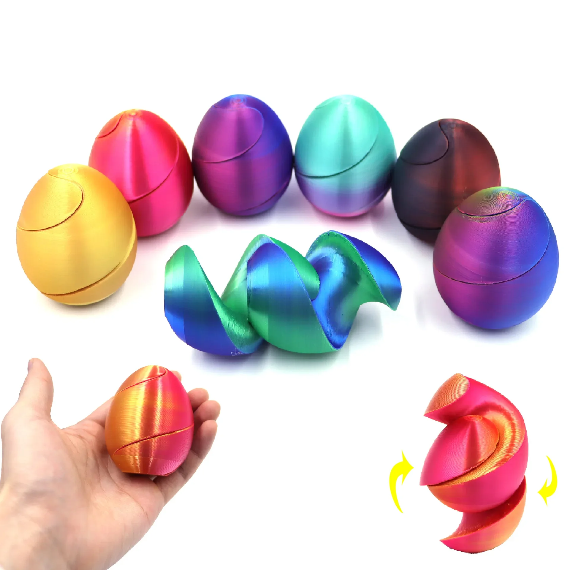 Fidget Toy 3D Print Spiral Eggs Impossible Shuttle Toys Passthrough Sculpture Mini Vortex Thread Illusion Home Desktop Decor