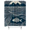 Modern Artistic Blue and White Fish and Mountain Pattern Waterproof Shower Curtain for Stylish Bathroom Decor, Easy Instal 3