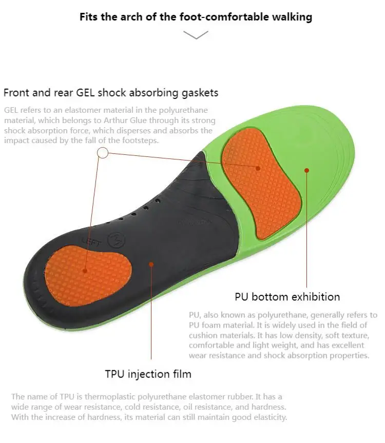 Orthopädische Einlegesohlen für Schuhe, bequeme Plantarfasziitis-Einlegesohle für Füße, Sportschuhpolster, Fußgewölbeunterstützung, Schuhsohle, Größe: 36–50 – Detail 16