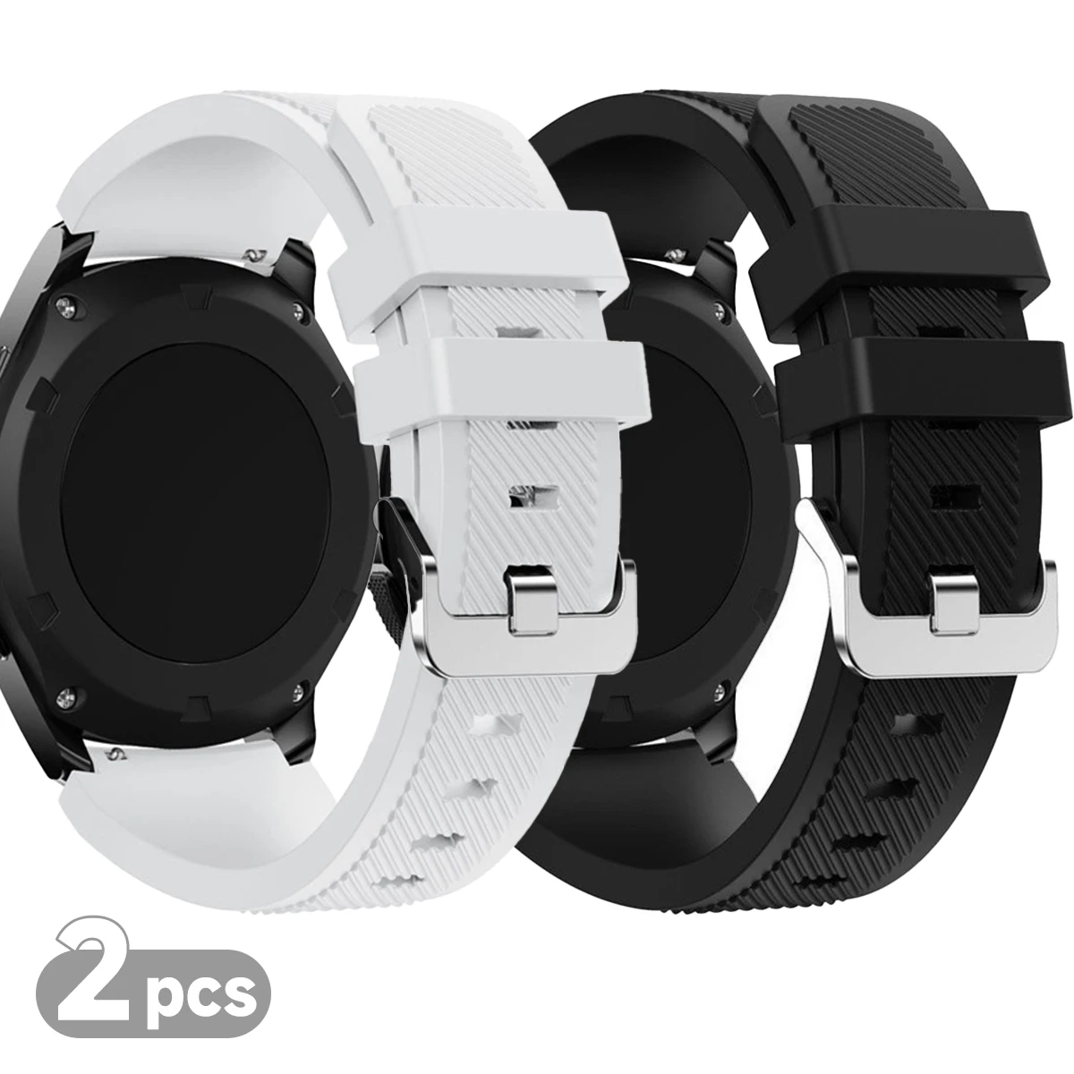 Set of 2 Premium Silicone Watch Bands (20mm/22mm) - Versatile and Durable Replacement Straps