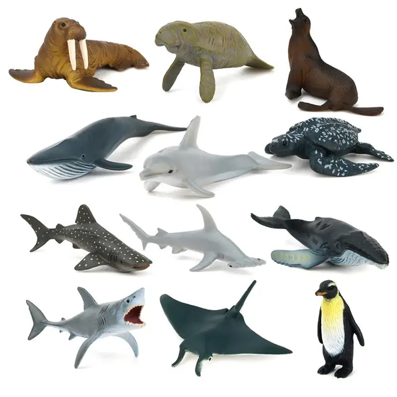 

Sea Animal Figurines Marine Life Toys For Kids 12 Pieces Ocean World Toys With Shark Dolphin Whale Seal Manatee More