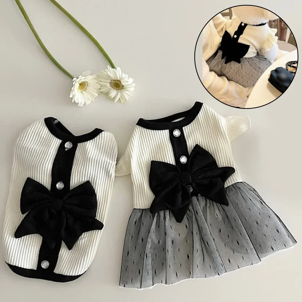 1P Dog Costume Dog Princess Dress Summer Clothes for Small Dogs Pet T-Shirt Black Lace Retro Puppy Skirt Chihuahua Bichon