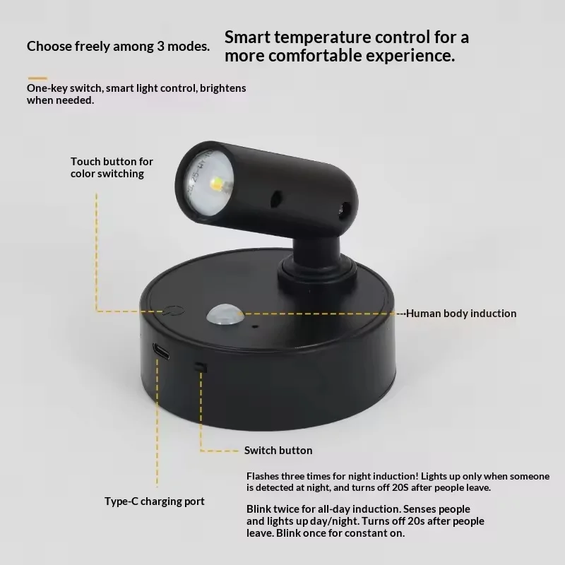 Magnetic USB Wall LED Light 5