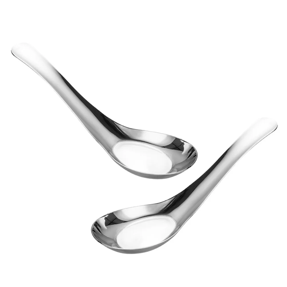 

2 Pcs Tablespoon Stainless Flatware Cereal Spoons Cereals Kitchen Tableware Rice Soup Steel Restaurant Scoop Meal Banquet