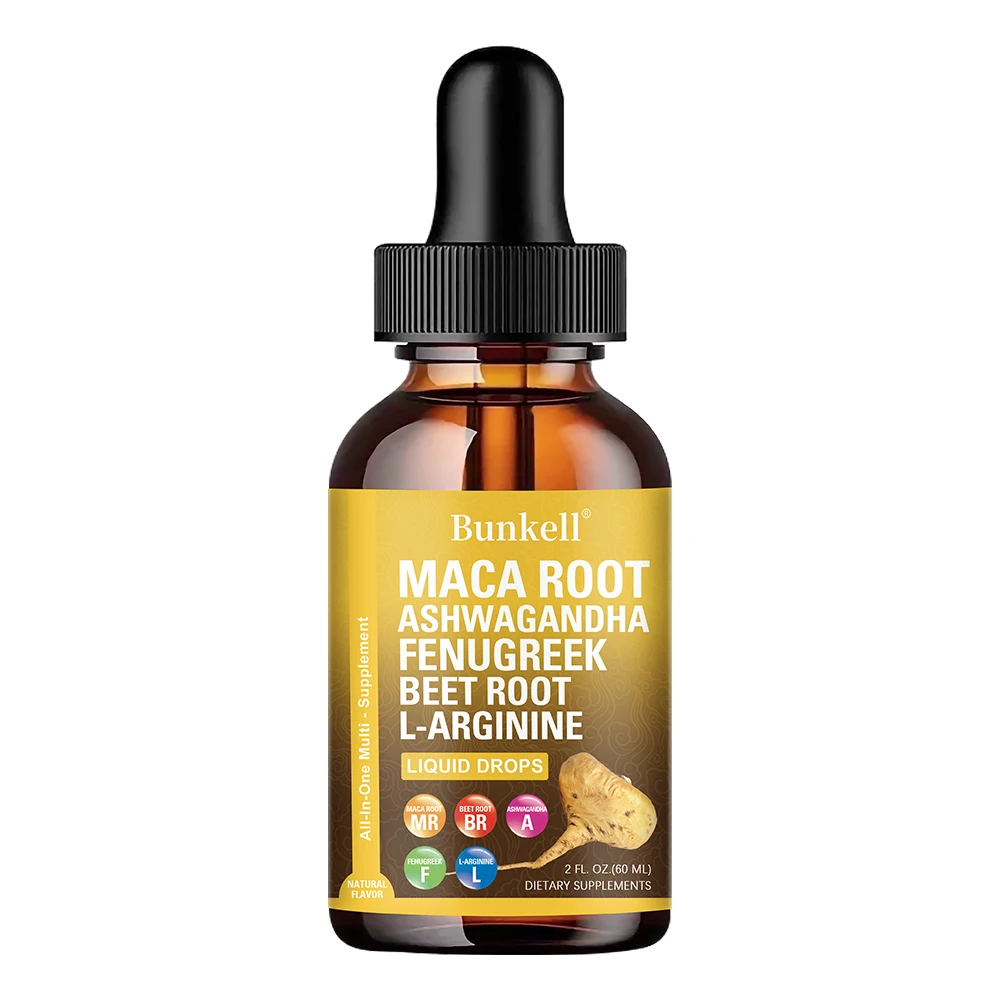 Maca Root Liquid Drops - 60ml, with Fenugreek Beetroot Liquid Multivitamin, Mood, Energy, Immunity, Vitality Support Supplement