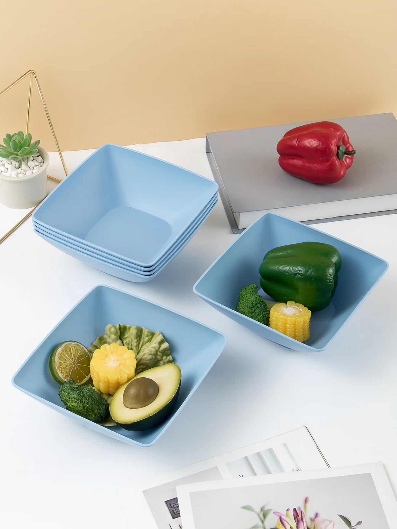reusable Large size plastic square bowl 3