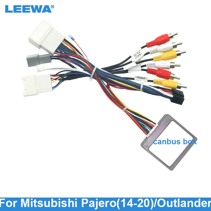 

LEEWA Car 16pin Stereo Wiring Harness Adapter With Canbus For Mitsubishi Pajero(14-20)/Outlander(14-16) Stereo Installation