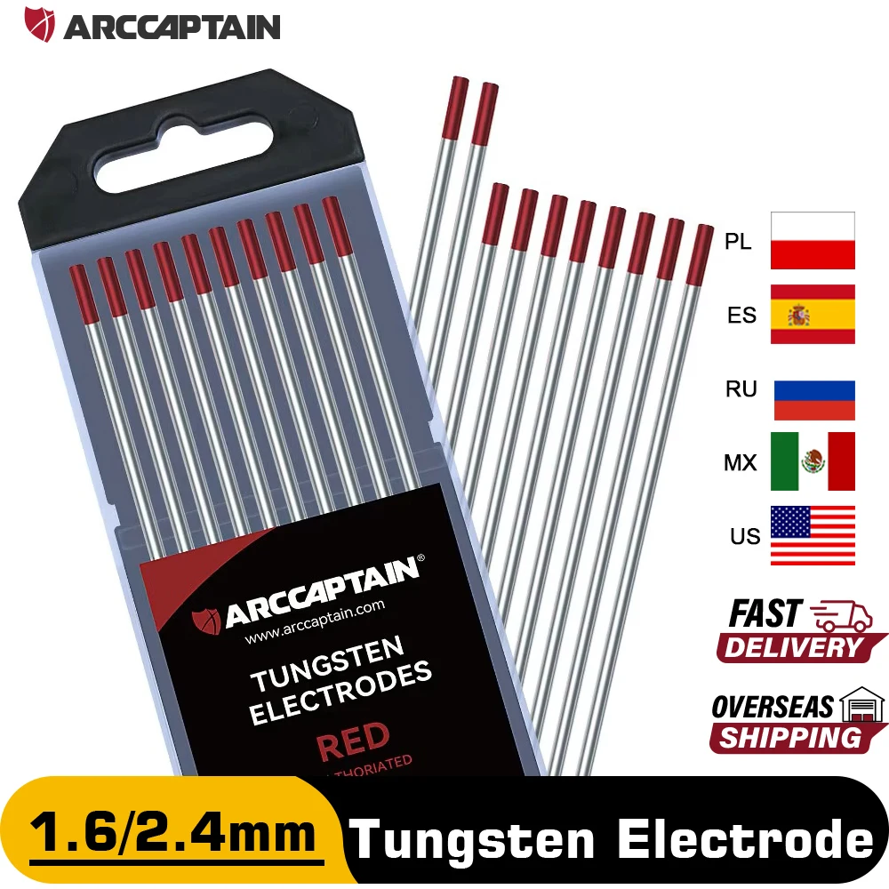 Tungsten Electrode tungsten electrodes 175mm/7" 1.6 2.4mm for Tig Machine ARCCAPTAIN TIG Welding