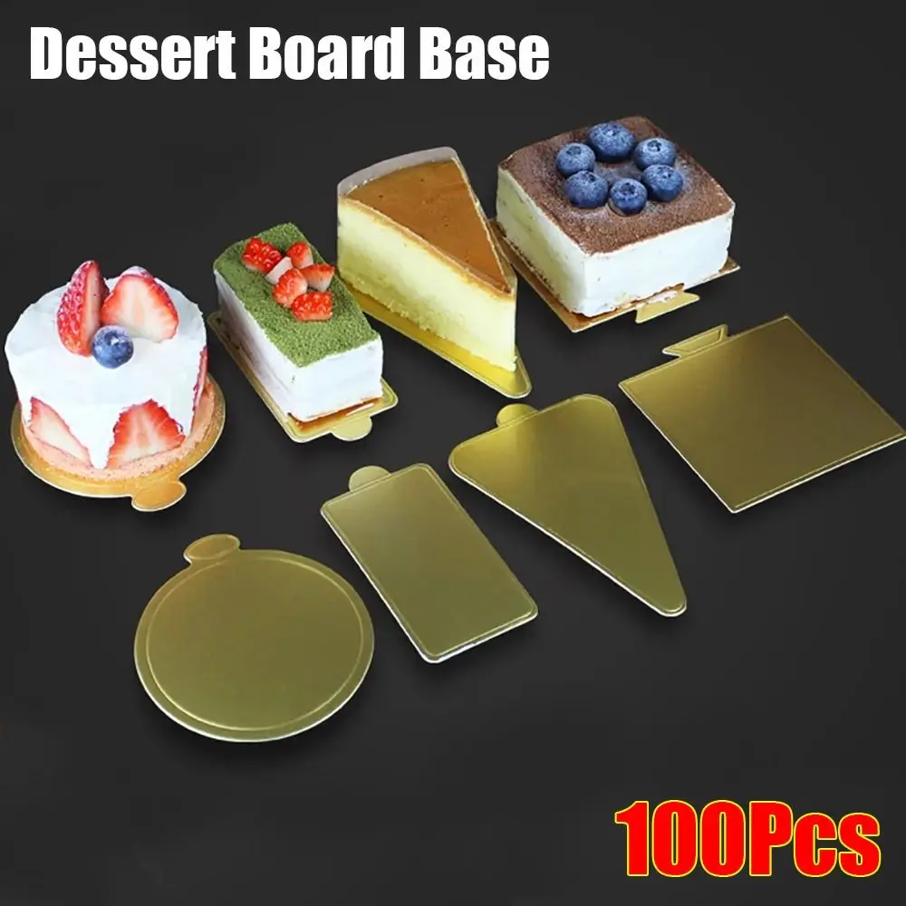 100Pcs Pastries Display Tray Dessert Board Base Decorative Tools Disposable Mousse Mat Paper Coaster Silver Cake Cardboard