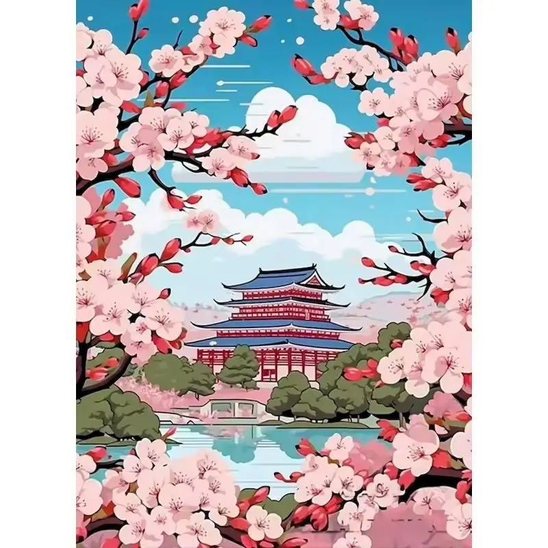 SDOYUNO Paint By Numbers Pictures For Adults On Canvas Cherry Blossom Illustration Drawing Oil Paintings By Number Home Decor