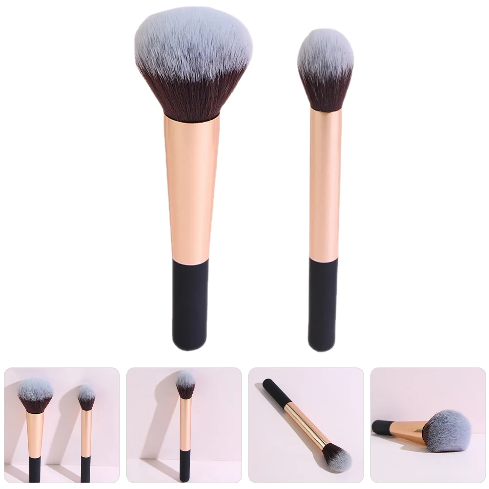 

2 Pcs Blush Makeup Brush for Cheeks Women Plastic Handle Spray Paint➕aluminum Tube➕fiber Wool Powder Loose