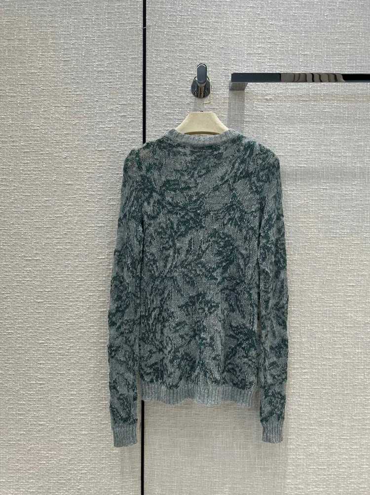 

Industry Flower Cashmere Sweater Heavy Pullovers Knitwear Micro-transparent Underneath The Shirt High-end Women's Clothing.