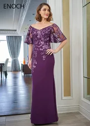 ENOCH Elegant Mermaid Mother of The Bride Dresses New Off The Shoulder Lace Appliques Floor-Length Prom Gowns Düğün Parti Elbise
