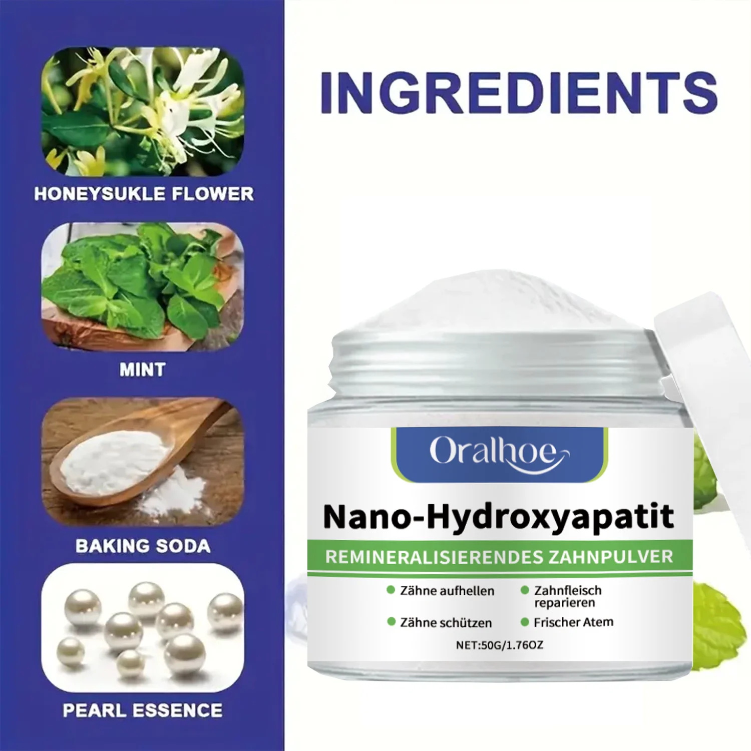 10% Hydroxyapatite Winter Tooth Powder Whitening Remineralizing Cool Mint Flavor S3bc41e132acc423c891615076488fbba9