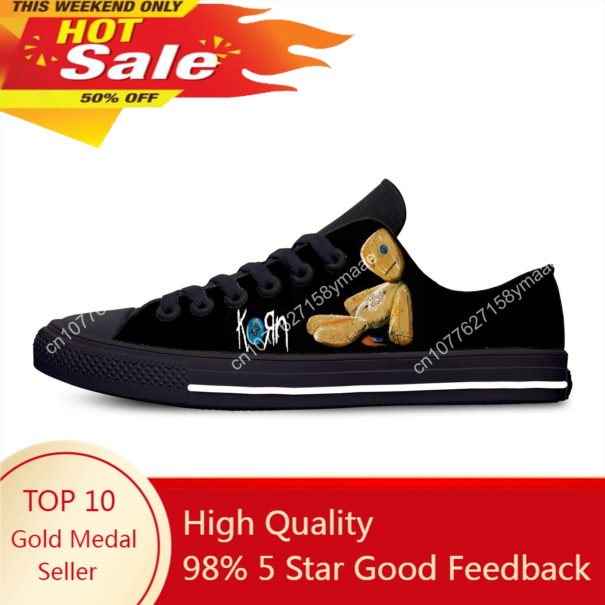 Korn Rock Band Low Top Sneakers Mens Womens Teenager Casual Shoes Running Shoes 3D Printed Breathable Lightweight shoe