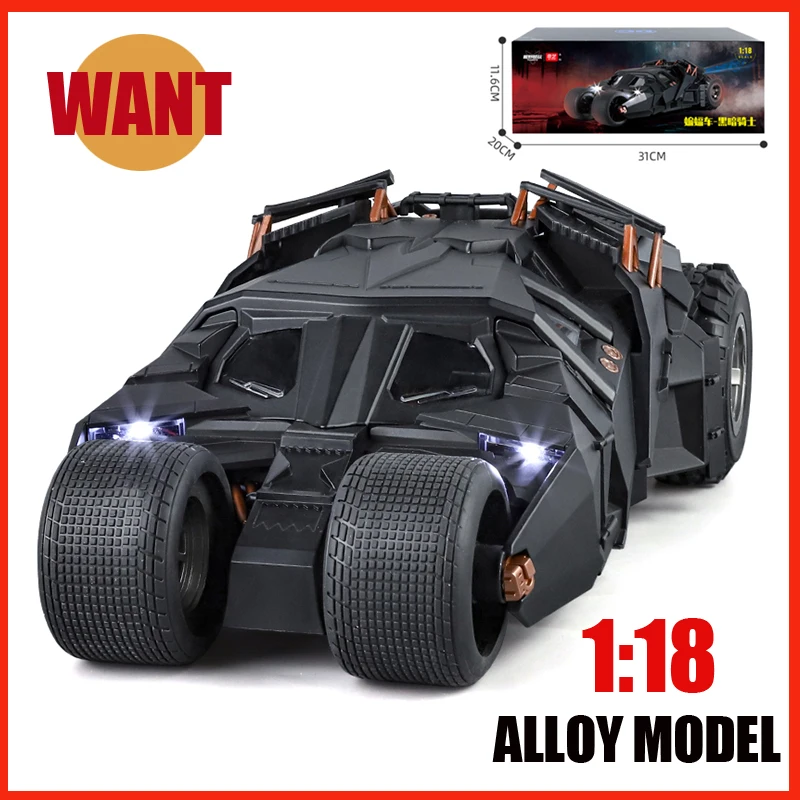 1:18 스케일 배트맨 Batmobile 텀블러 합금 하이테크 장난감 절묘한 모델 ..