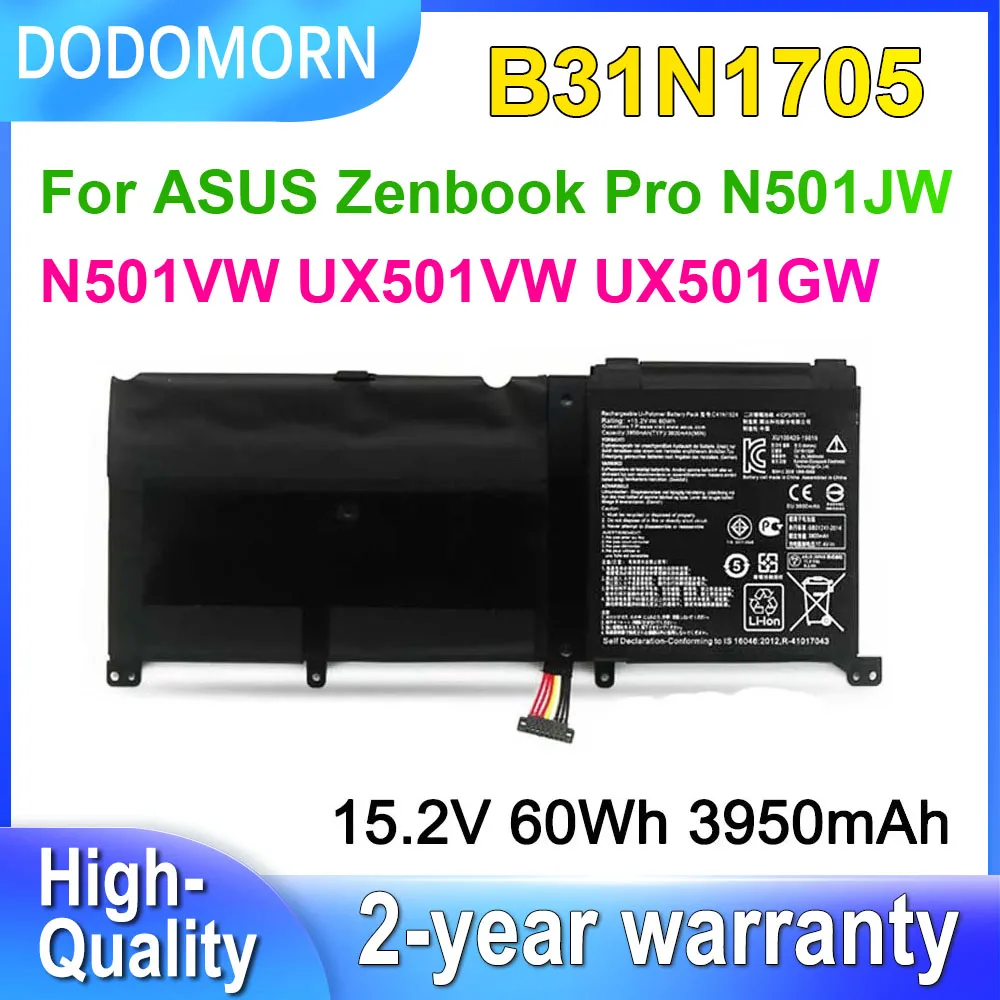 Аккумулятор DODOMORN C41N1524 для ASUS Zenbook Pro N501JW N501VW UX501VW UX501GW G501GW 4ICP5/79/73 15,2 V 60Wh 3950mAh