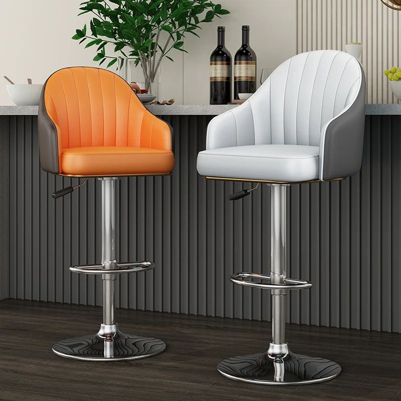Swivel Bar Stools Set Of 2,Counter Height Bar Stools,Upholstered Bar Chair With Bamboo Legs,Low Back Counter Stools For Kitchen Island (Beige-Pu