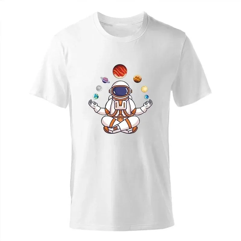 

Men's Summer Harajuku Funny Aesthetic Cotton T-Shirt Women's New Fashion Cartoon Astronaut Printed T-Shirt Cosmic Space T-Shirt