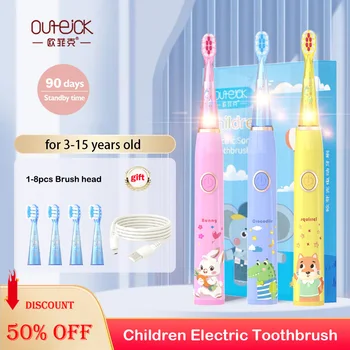 Kids Sonic Electric Toothbrush Child Cartoon with Colorful LED Light IPX7 Waterproof 2 mins Smart Timer Rechargeable Toothbrush 1