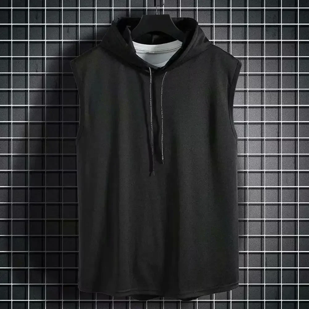 Tank Tops Sleeveless Vests Mens Tank Tops Fitness Clothes Ice Silk Summer Muscle Hoodie Vest Sleeveless Bodybuilding Gym Workout Fitness Shirt