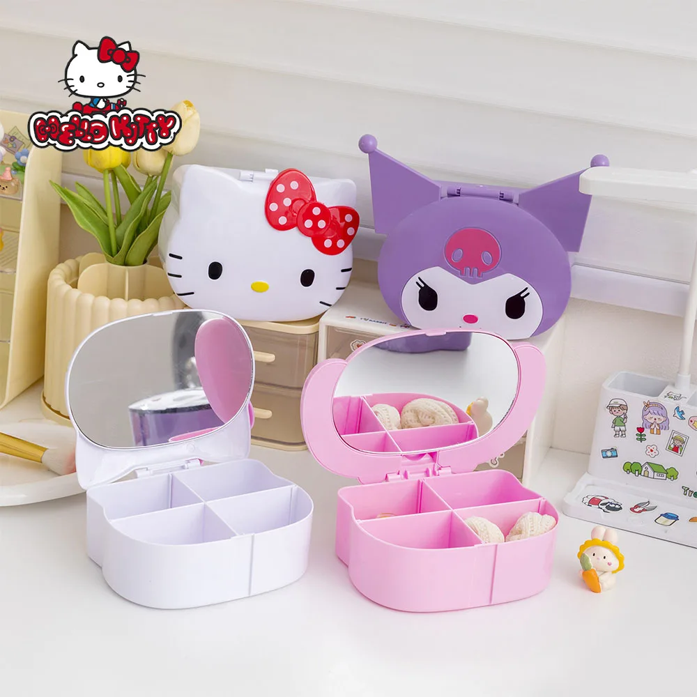 

Картинка Hello Kitty Sanrio в стиле аниме, искусственная кожа, милый мультяшный большой размер, милый фотобокс для хранения, зеркало, подарки для девушек