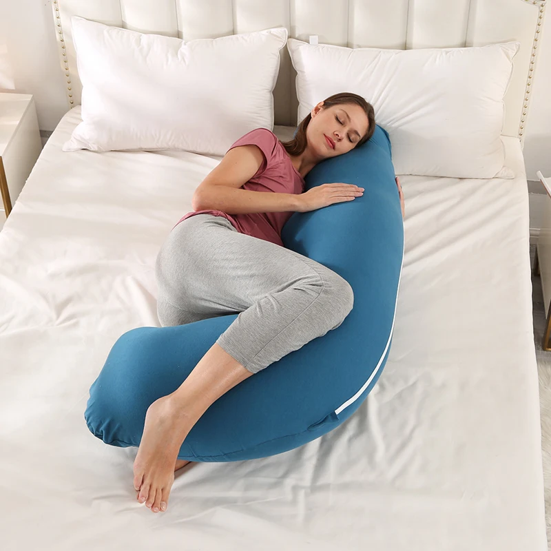 Knitting Breathable Single Side J Shape Pillow Clip Leg Pillow Crystal Velvet Maternity Maternity Side Sleeping