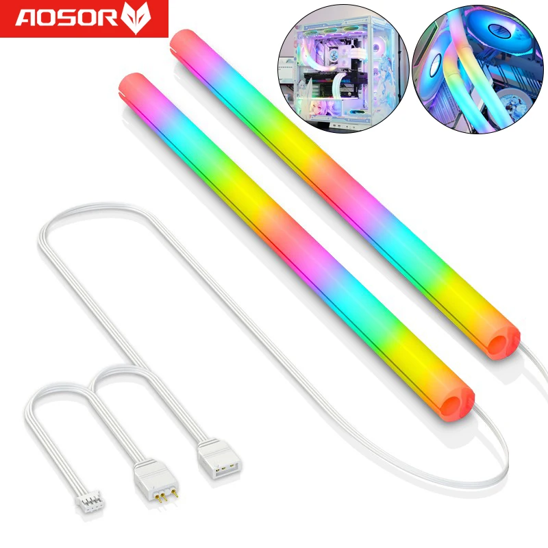 Coolmoon-água de Resfriamento Raditor Tubo Computer Case Decor Argb Vest Cpu Liquid Cooler Aura Sync Luva Luminosa Tubo de Mangueira 5v 3pin