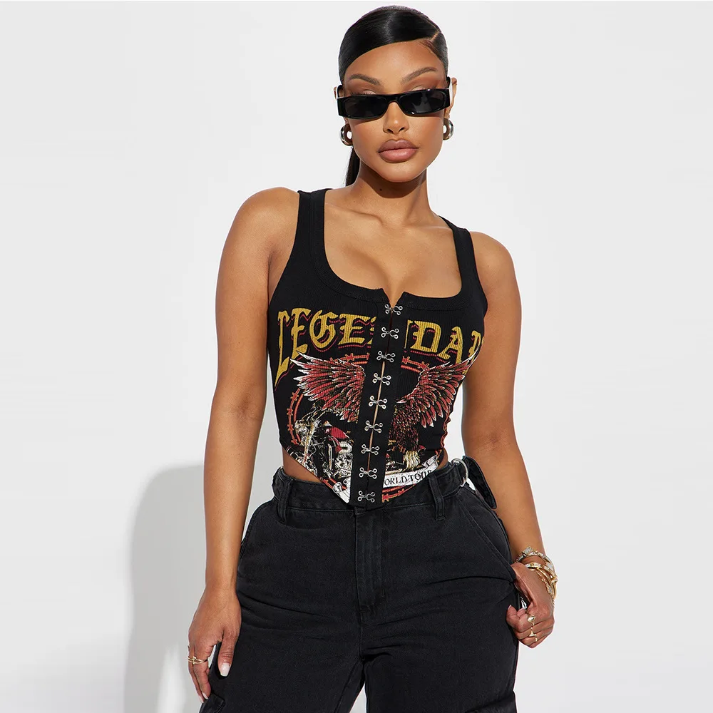 

Casual Vintage Sleeveless Shirt Women Sexy Hot Ribbed Tank Top 2023 Summer Luxury Y2k Clothing Female Fashion Bodycon Club Shirt