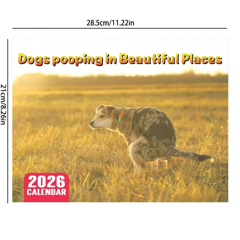 2026 Pooping Dogs Calendar Hangable Creative Daily Weekly Monthly Planner Agenda Schedule Organizer for Home Decor Wall Calendar