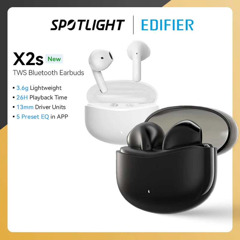 EDIFIER X2 TWS Wireless Earbuds Bluetooth 5.1 voice assistant 13mm driver touch control up to 28hrs playtime Game Mode wireless earbuds