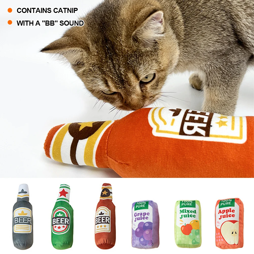 

Funny Plush Toys for Dog Squeaky Beer Bottle Food Shape Dog Toy Bite-Resistant Winebottle Chew Toy Pet Supplies Interactive Toys