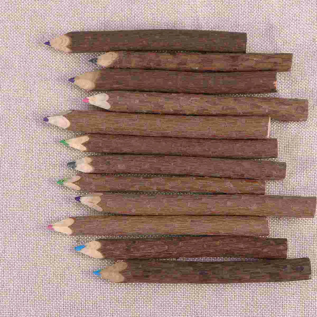 어린이용 가지색 연필, 천연 나무 연필, 소박한 나뭇 가지 연필, 나무 공예, DIY 장식, 방 장식, 파티