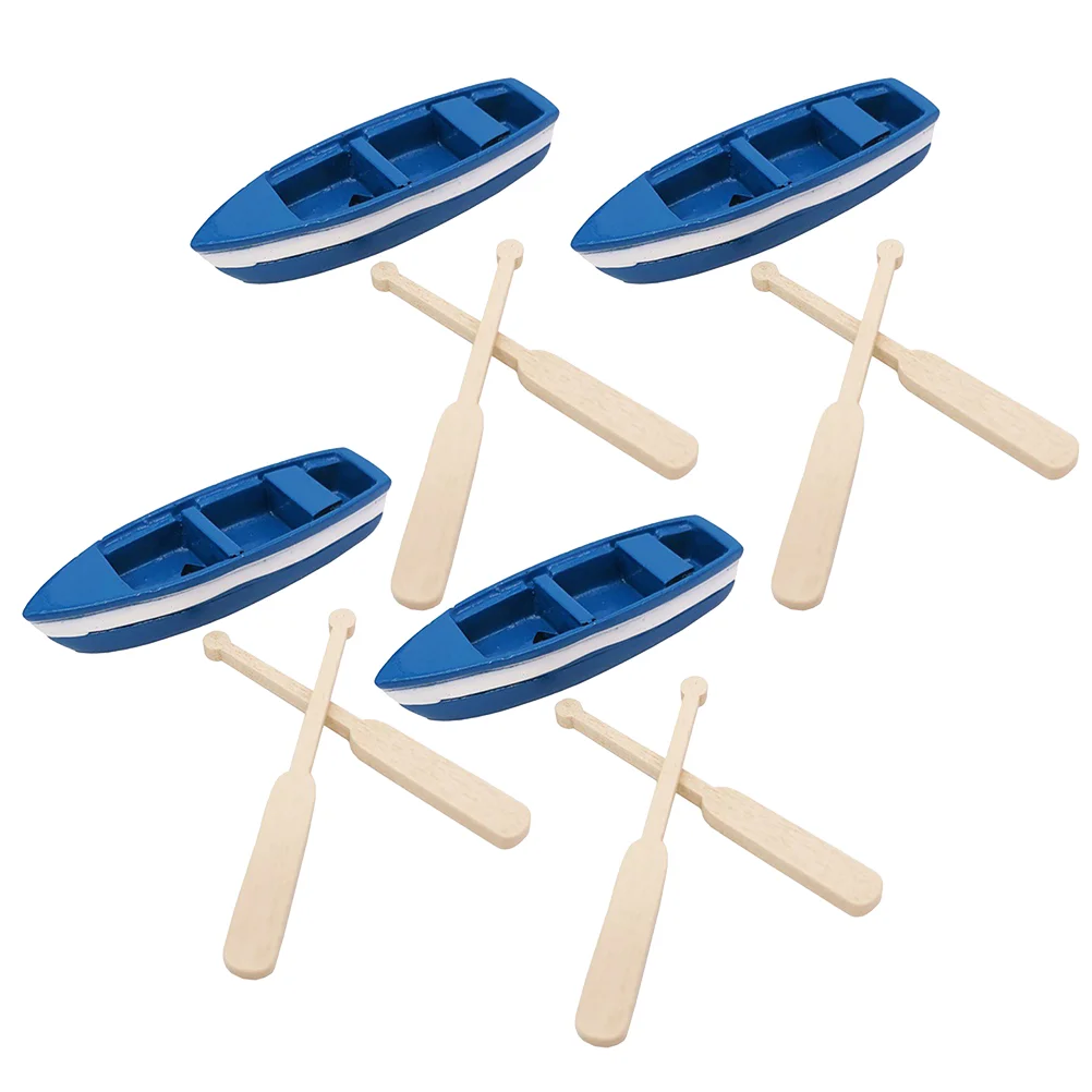 

Miniature Boat Oars Resin Canoe Model Figurines Mini Ship Nautical Ocean Beach Scene Ornament