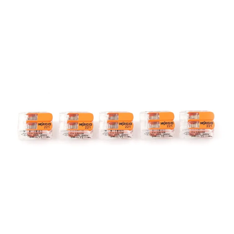 Wago 221-412 LEVER-NUTS 2 도체 컴팩트 커넥터, 10 PK 구리 와이어 접합, 재사용 가능한 와이어 터미널 커넥터, 5 개, 핫 세일
