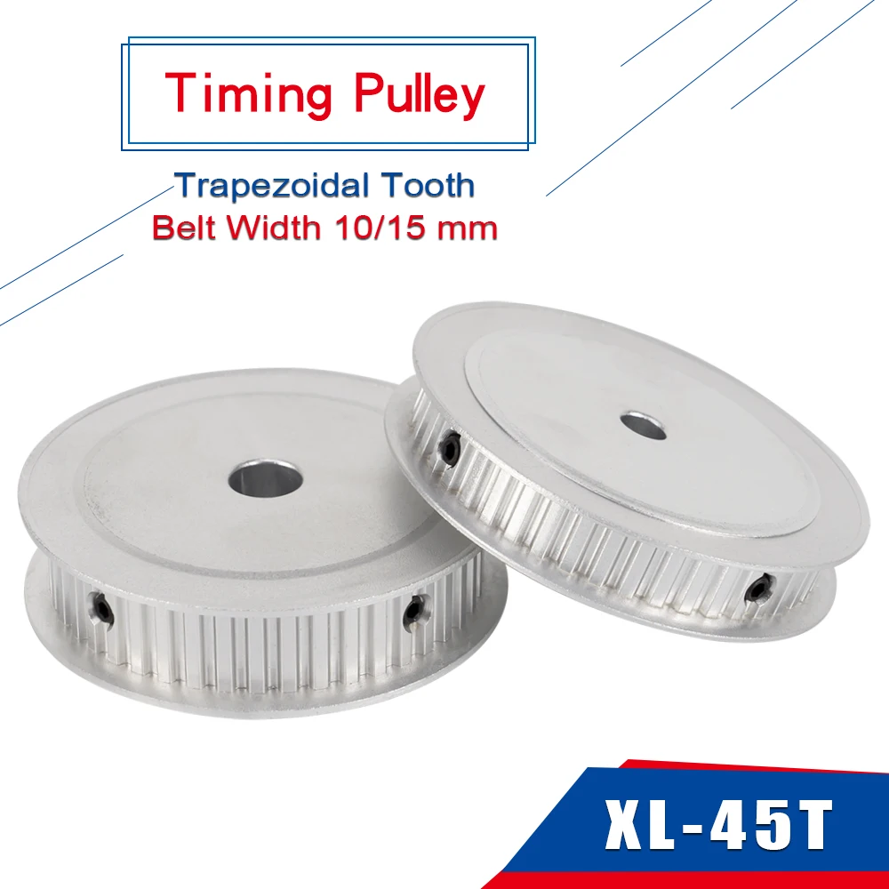 

Aluminum Pulley XL 45T Bore 8/10/12 mm Teeth Pitch 5.08 mm Belt Pulley Trapezoidal Tooth Fit For Timing Belt Width 10/15 mm