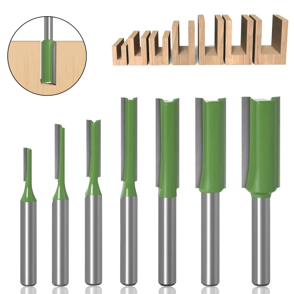 

1pc 6mm Shank Wood Straight Corner Router Bit Single Double Flute Trimmer Cleaning Flush Milling Cutter Edge Woodworking Bit