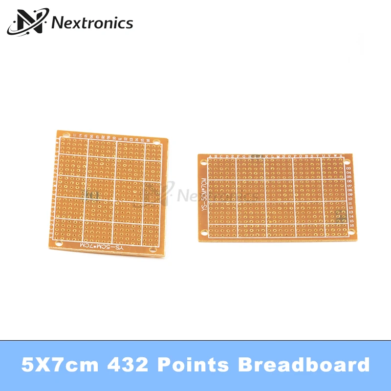 1/3/5/10PCS 단일 측면 슈퍼 프로토타입 브레드보드 5x7cm 432 포인트 PCB 범용 보드 DIY 노란색