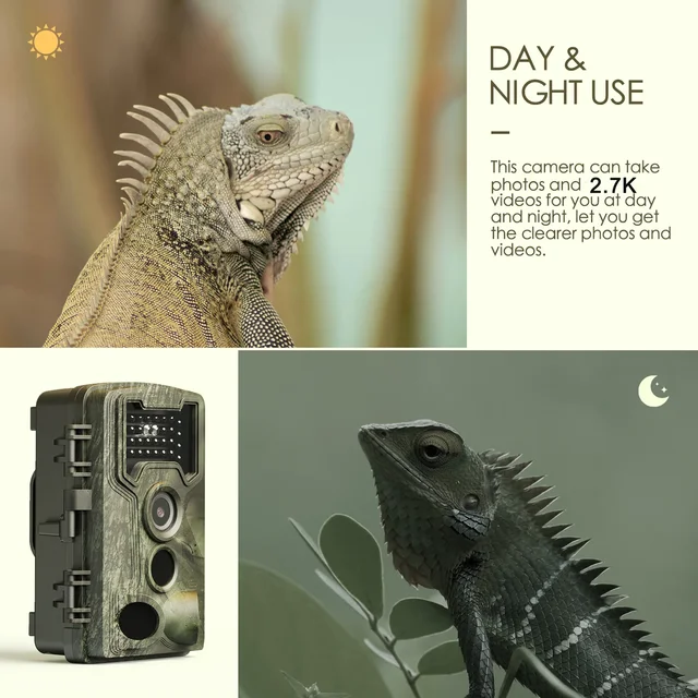 58MP 2.7K Trail Camera with Night Vision 3 PIR Sensors IP66 Infrared Hunting Camera for Outdoor Wildlife Scouting Researching 6