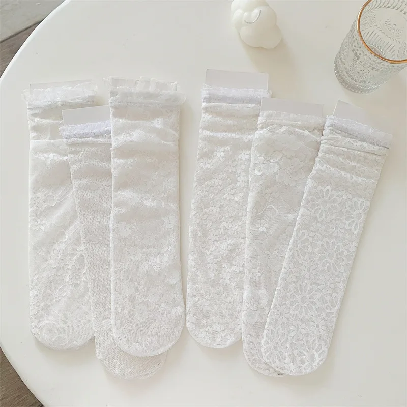 Summer Kids Girl Sock Retro Lace Ruffle Hollow Lovely Calf Sock for Children Girl Thin Breathable Frilly Princess Sock Kid Stuff